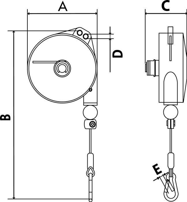 Federzug TCN 9346 Trgf.2-4kg Edelstahl-Drahtseil Seillänge 2,5m