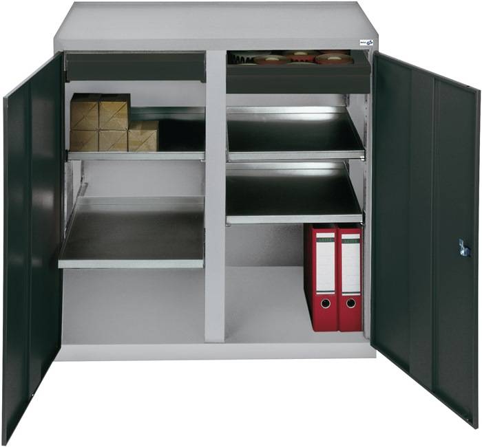 Werkzeug-/Beistellschrank H1000xB1000xT500mm 2Schubl.,4BD lichtgrau/anthrazitgr.