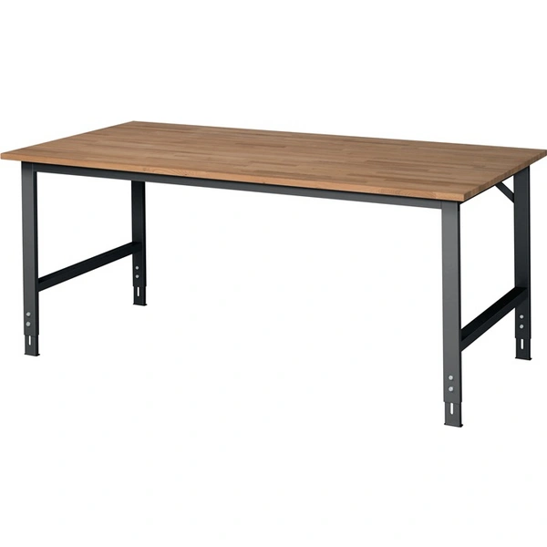 Werktisch Tom B2000xT1000xH760-1080mm Arbeitsplatte Buche Gestell anthrazitgrau Werktisch Tom B2000xT1000xH760-1080mm Arbeitsplatte Buche Gestell anthrazitgrau
