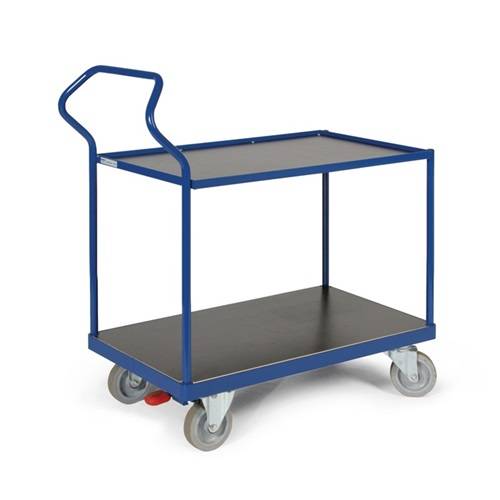 Protaurus ERGOTRUCK-Tischwagen mit 2 Ladeflächen und Schiebebügel 500kg Tragkraft 850x500mm Bordleiste oben