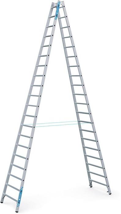 Stehleiter Coni B 2x20Sprossen L.5,7m Arbeits-H.6,7m LM Holm-H.73mm Zarges