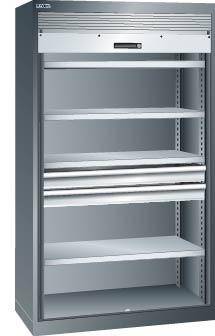 Rolladenschrank B1100xT641xH1950mm RAL 7035 4 Böden,2 Schubladen - Artikel: 7830933208