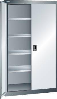 Flügeltürenschrank B1100xT641xH1950mm RAL 7035,Vollblechtür 4 Böden - Artikel: 7830933198
