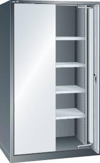 Einschwenktürenschrank B1100xT641xH1950mm RAL 5012,Vollblechtür 4 Böden - Artikel: 7830933211