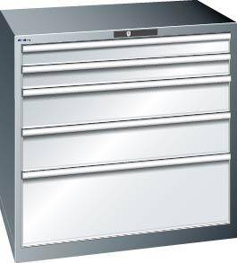Schubladenschrank 54x36E B1023xT725xH1000mm RAL 5012 5 Schubladen 200kg - Artikel: 7830932840