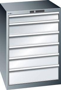 Schubladenschrank 36x36E B717xT725xH1000mm RAL 5012 6 Schubladen 200kg - Artikel: 7830932303