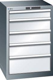 Schubladenschrank 27x27E B564xT572xH850mm RAL 5012 5 Schubladen 75kg - Artikel: 7830932133