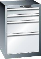 Unterschrank B564xT572xH800mm 27x27 E RAL 7035 4 Schubladen - Artikel: 7830933090