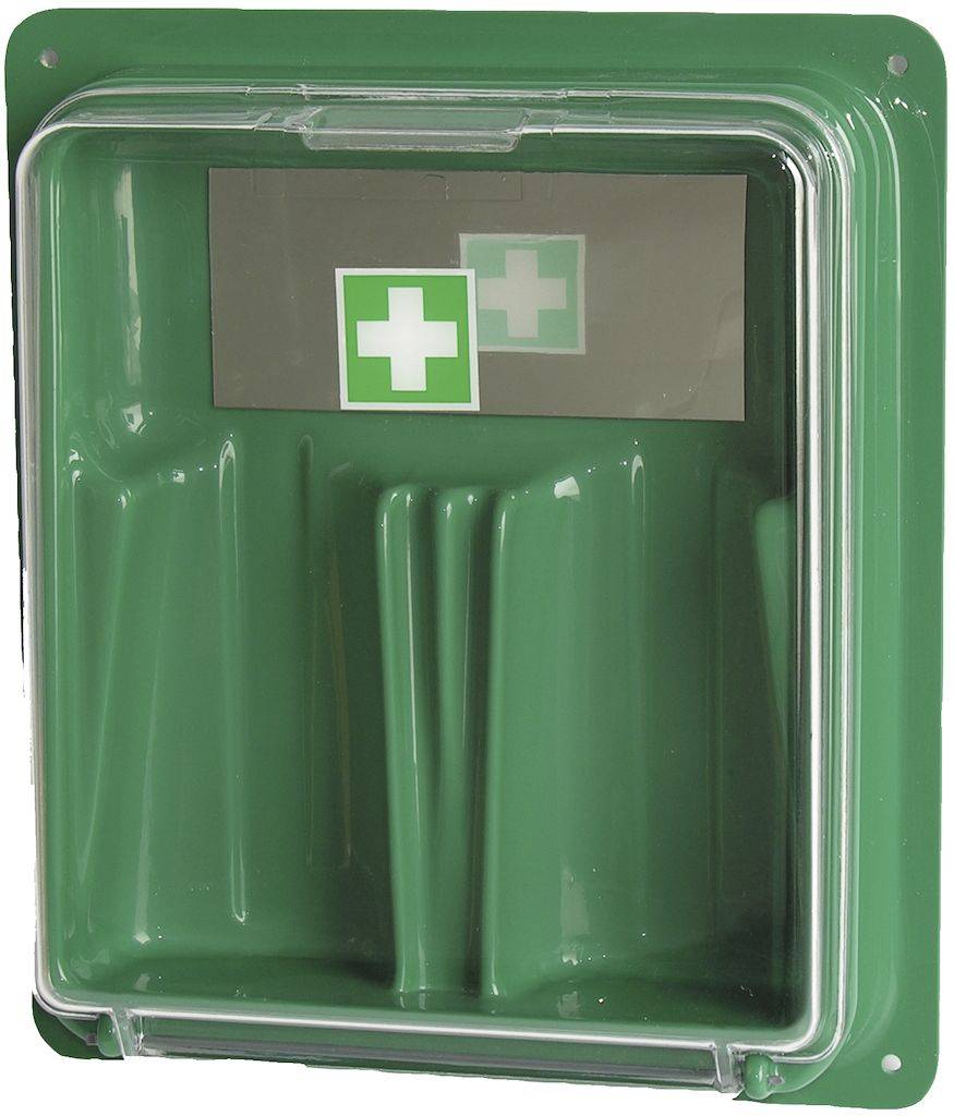 Wandbehälter f.2Augenspülflaschen 620ml grün Kunststoff mit Spiegel