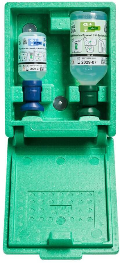Augen-Notfallstation Wandbox 4789 Inhalt 1x 200 ml pH Neutral und 1x 500 ml Augenspüllösung Einsatz besonders an Arbeits