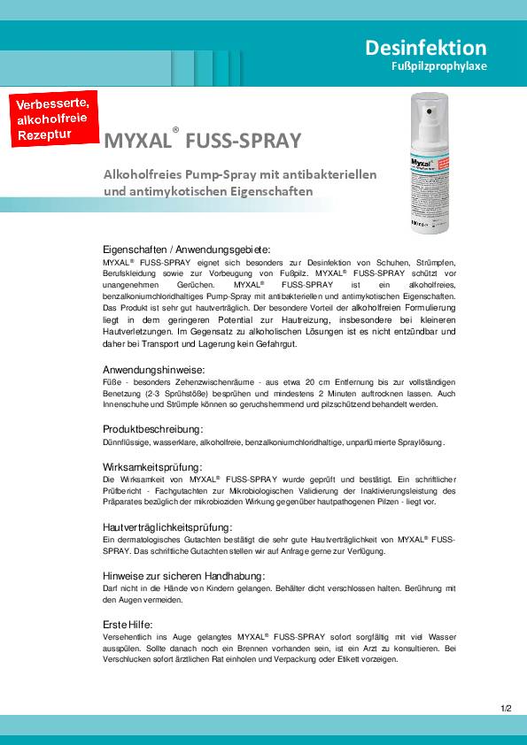 Fuß-Spray Myxal alkoholfrei 100ml zur Desinfektion