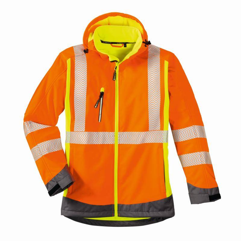 Warnschutz-Softshelljacke Houston Gr.XXXL leuchtorange/leuchtgelb/grau 4PROTECT