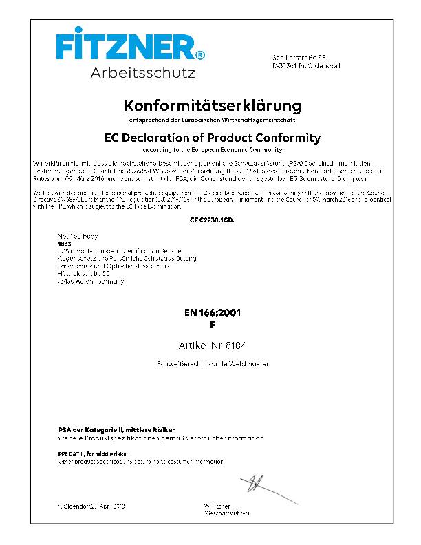 Schweißerbrille EN 166,EN 169,EN 175 Glas