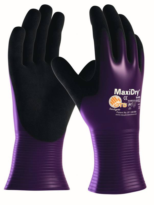 Nitrilhandschuh MaxiDry lila/schwarz vollbeschichtet EN 388 EN 374 Gr. 10