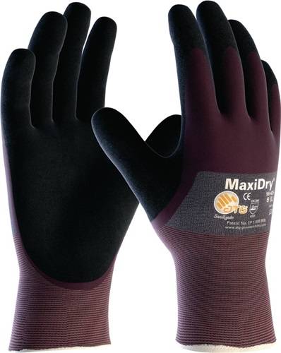 Handschuhe MaxiDry 56-425 Gr.8 lila/schwarz Nyl.m.Nitril/Nitril EN 388 Kat.II