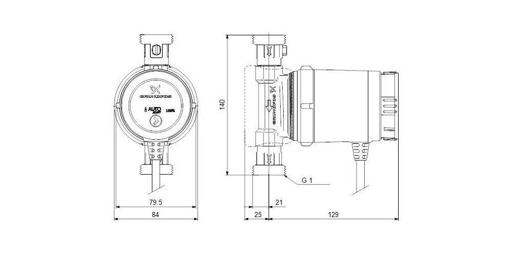 Grundfos Grundf Zirkulationspumpe COMFORT 230 V, G 1Zoll, 140mm UP
