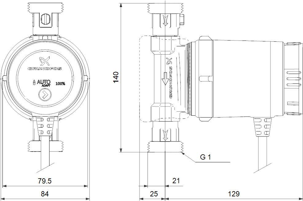 Grundfos Zirkulationspumpe COMFORT DACH 15-14BXA, 1 , 140mm