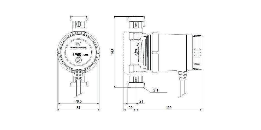 Grundfos Grundf Zirkulationspumpe COMFORT 230 V, G 1Zoll, 140mm UP