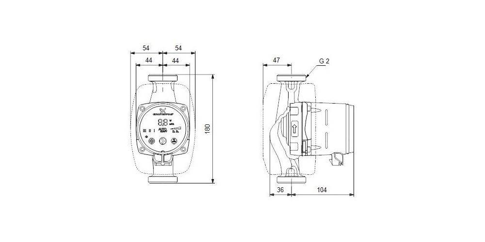 Grundfos Grundf Heizungsumwälzpumpe ALPHA2 230 V, PN 10, 180mm Typ