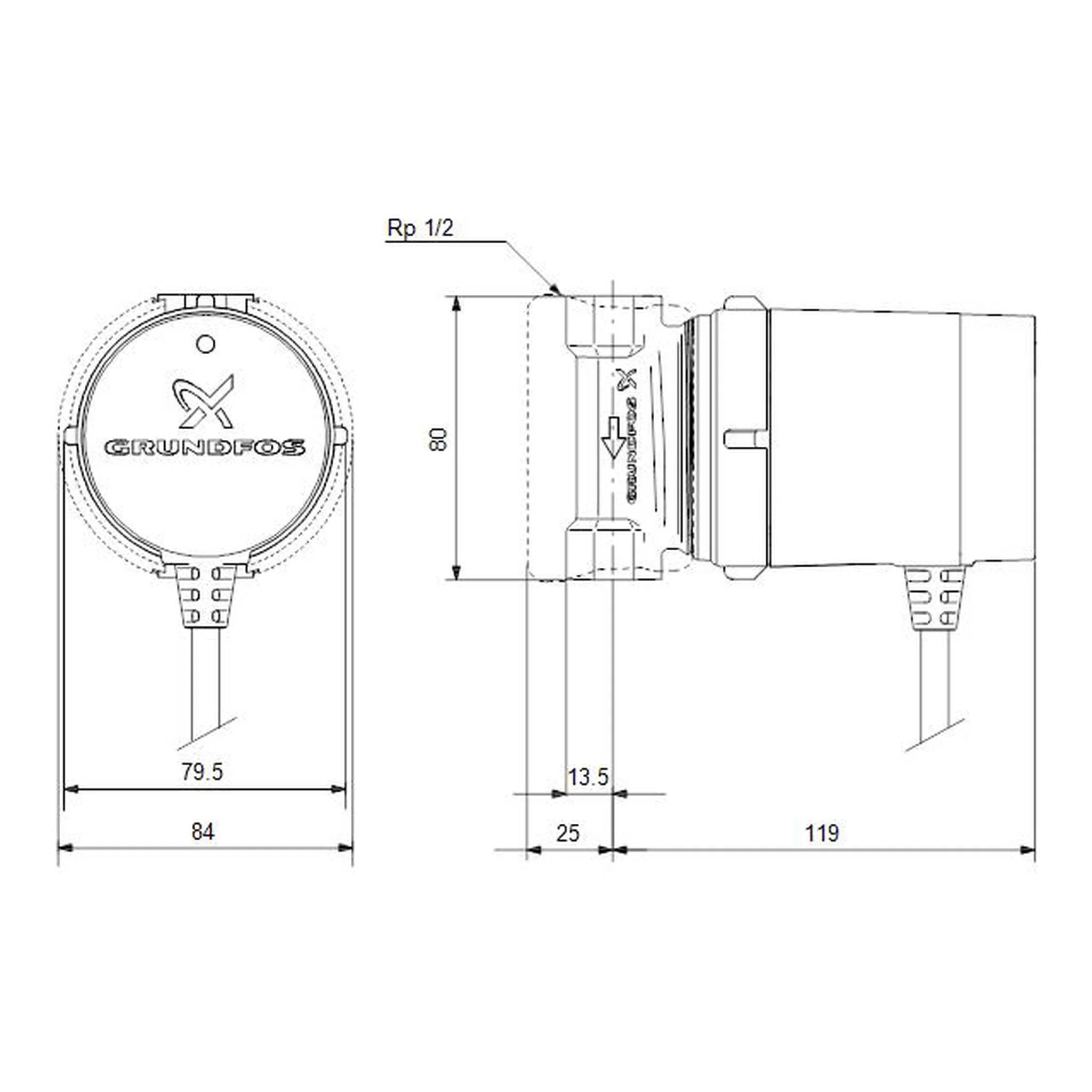 Grundfos Zirkulationspumpe COMFORT 15-14 B T DACH, 1 Stk.