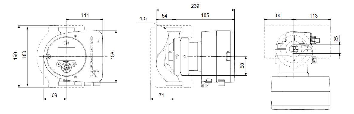 Grundfos Heizungsumwälzpumpe MAGNA3 32-60, Rp 1 1/4", 180 mm