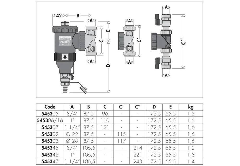 Caleffi Schlammabscheider 545 mit Magnet, aus Technopolymer 1 1/4Zoll