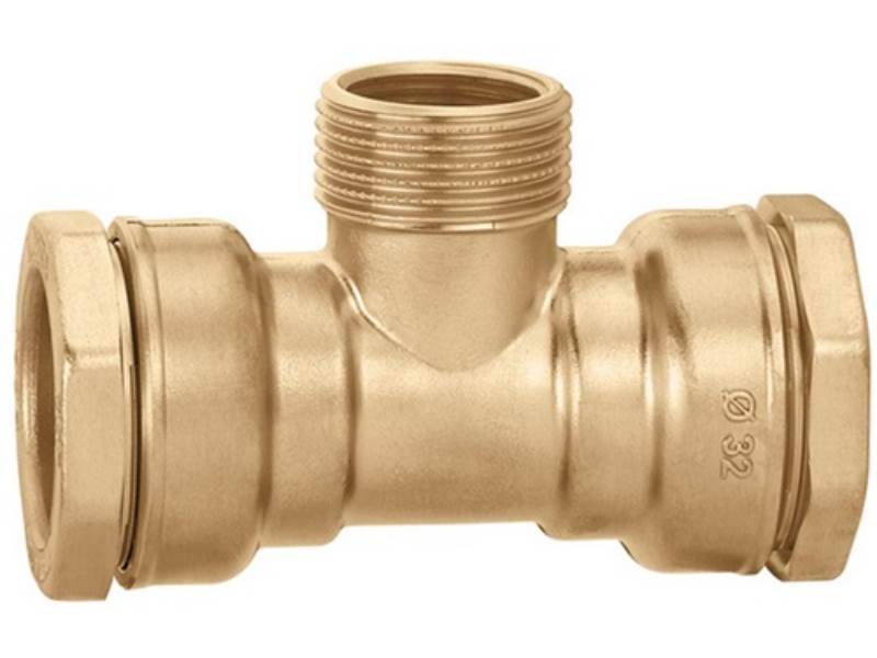 CALEFFI 865632 T-Stück 865 Messing 32 x 1Zoll AG x 3/4Zoll IG Messing