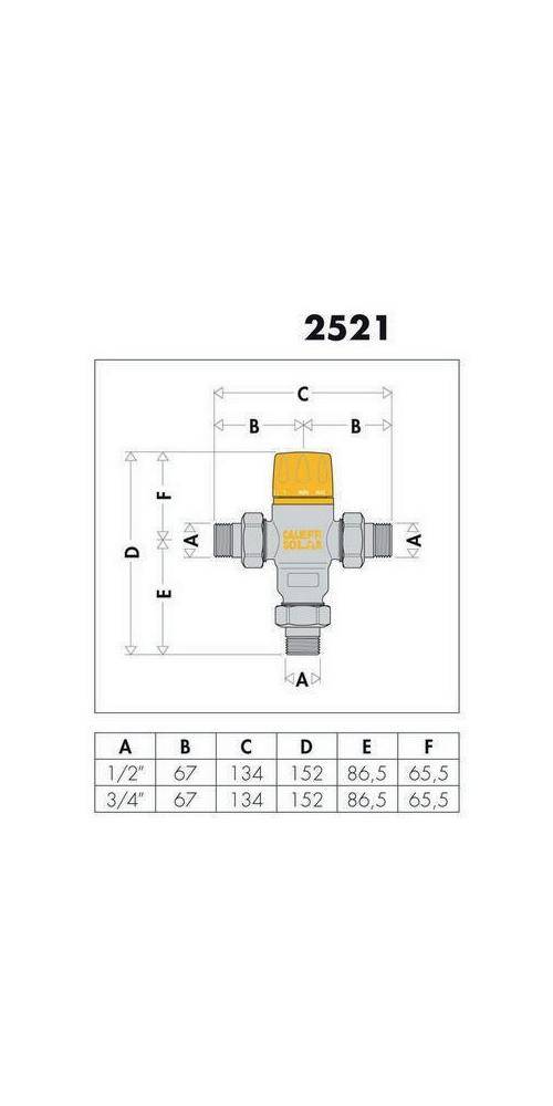 Caleffi Solar-Thermomischer 252 fr Eingangstemperaturen bis 100 GrC