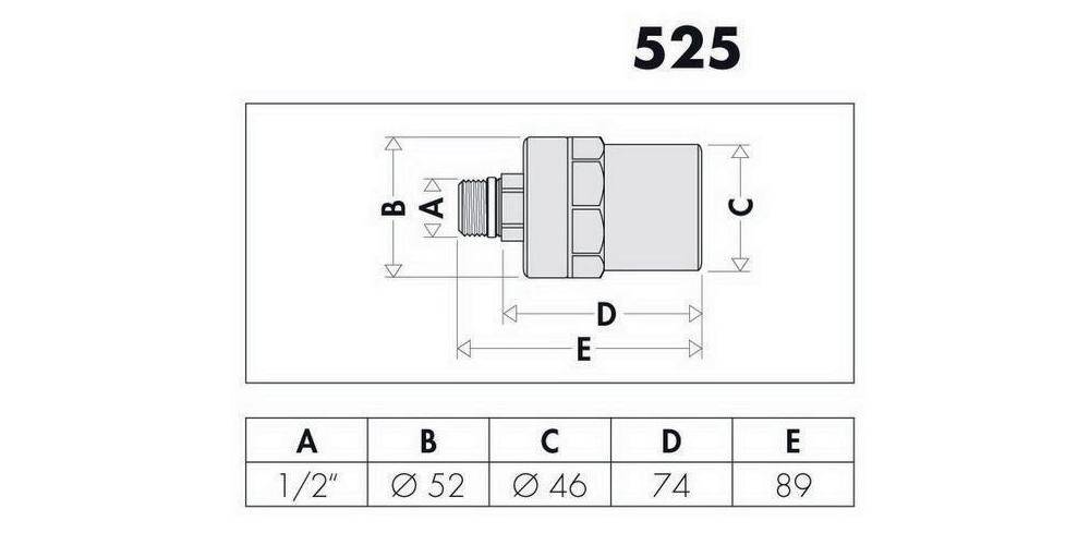 Caleffi Wasserschlagdämpfer 525 Messing, verchromt 1/2Zoll Messing,