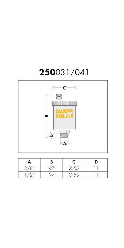 Caleffi Automatischer Schnellentlüfter Solar 250 3/8Zoll mit