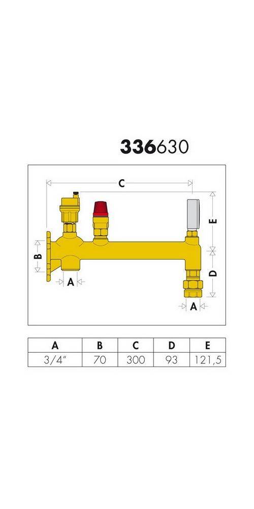 Caleffi 336 Gefäßanschlussgruppe aus Messing 3/4" mit Schnellkupplung