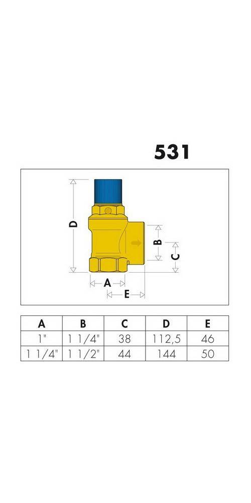 Caleffi Membran-Sicherheitsventil 531 1Zoll, 6 bar 1Zoll, 6 bar