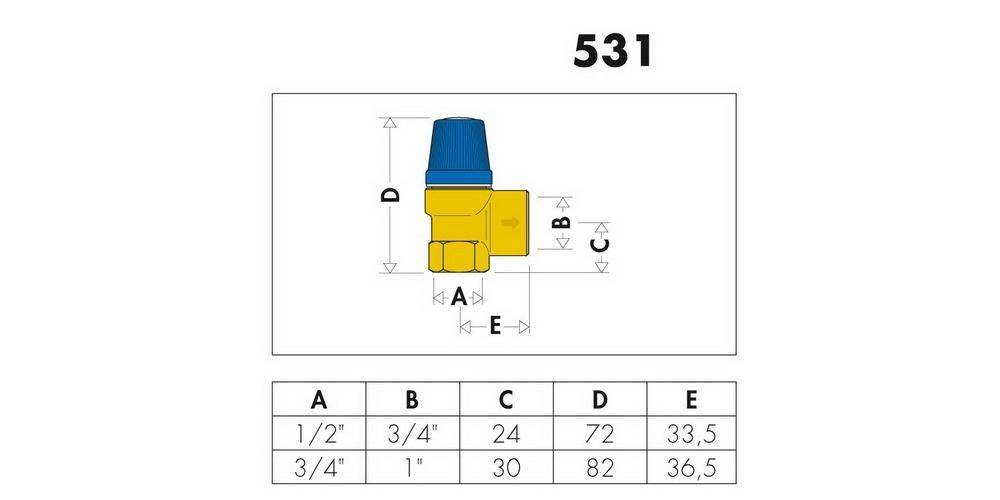 Caleffi Membran-Sicherheitsventil 531 3/4Zoll, 10 bar 3/4Zoll, 10 bar