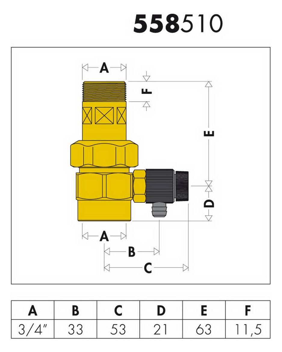 Caleffi Automatische Absperrverschraubung m. Entleerungshahn - 6 bar - 3/4 für Ausdehnungsgef.