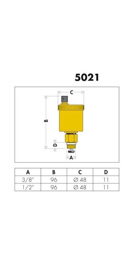 Caleffi Automatischer Schnellentlüfter 502 mit Absperrung 1/2Zoll mit