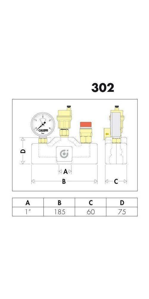 Caleffi Kesselgruppe 302 1Zoll IG mit Isolierung bis 50 kW 1Zoll IG