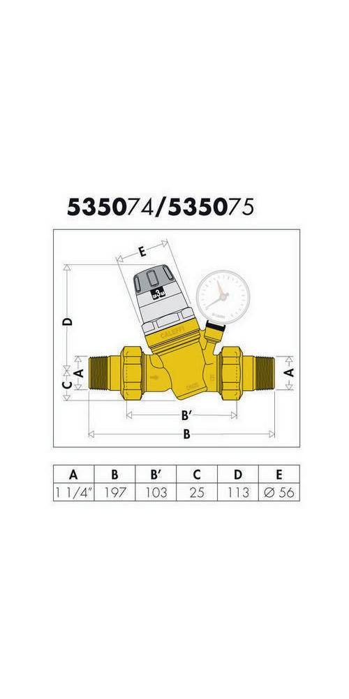 Caleffi Druckminderer 535 Messing ohne Manometer 1Zoll Messing ohne