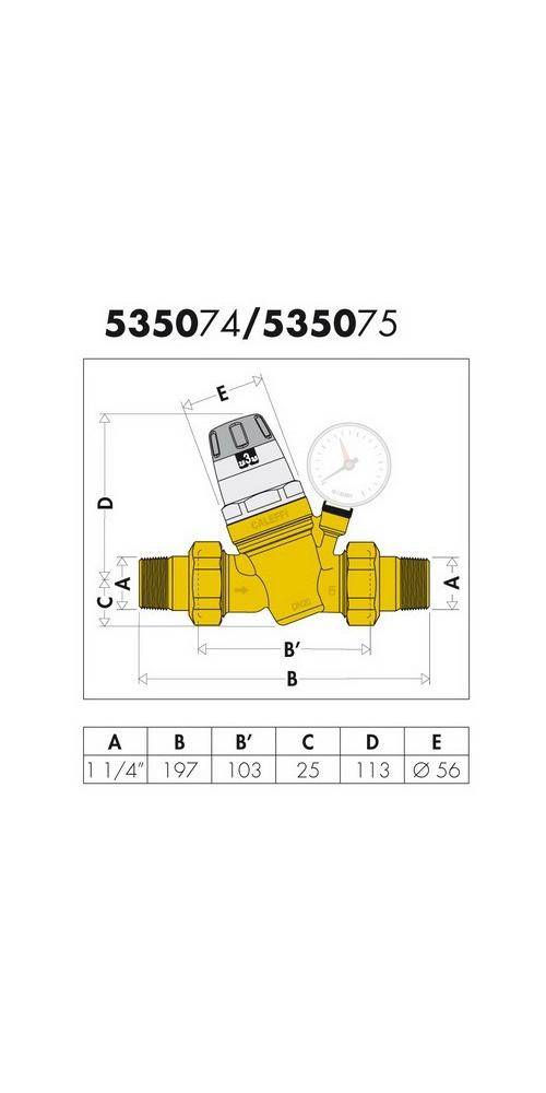 Caleffi Druckminderer 535 Messing ohne Manometer 1/2Zoll Messing ohne