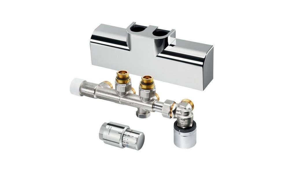 OV Badheizkörper-Anschluss-Set Eck f Kombi mit Flächenheizung weiß