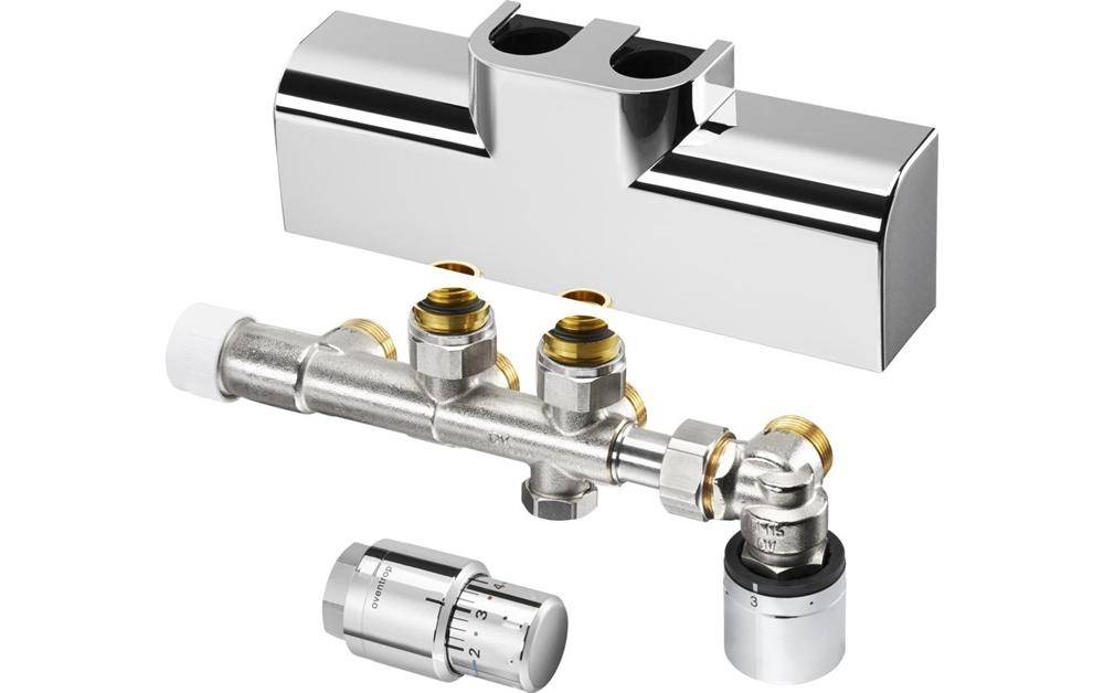 OV Badheizkörper-Anschluss-Set Eck f Kombi mit Flächenheizung weiß