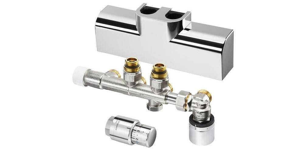 OV Badheizkörper-Anschluss-Set Eck f Kombi mit Flächenheizung weiß