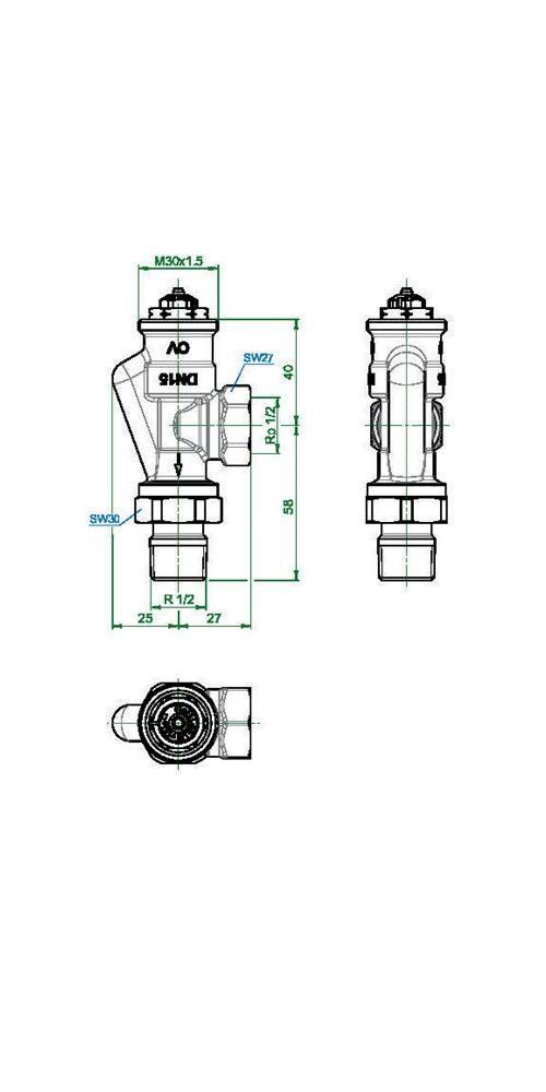 Oventrop Thermostatventil Baureihe AV 9 M 30 x 1,5, PN 10,