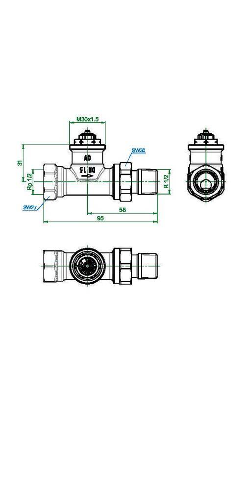 Oventrop Thermostatventil Baureihe AV 9 M 30 x 1,5, PN 10, Durchgang