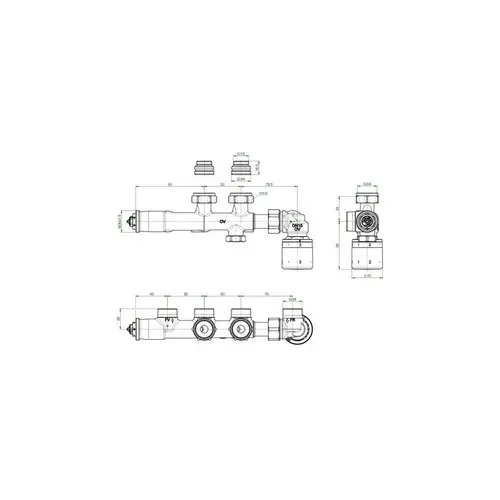 Oventrop Anschlussarmatur Multiblock T-RTL an Heizkörper mit IG Oventrop Anschlussarmatur Multiblock T-RTL an Heizkörper mit IG
