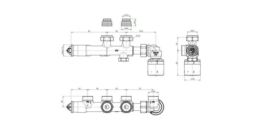 Oventrop Anschlussarmatur Multiblock T-RTL an Heizkrper mit IG