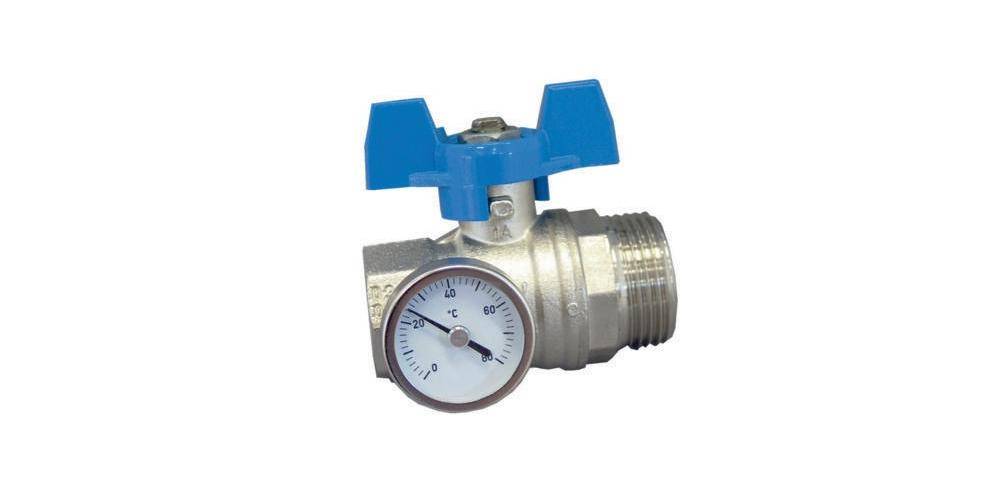 Oventrop Kugelhahn Multidis SH Zubehr mit Thermometer, blauer