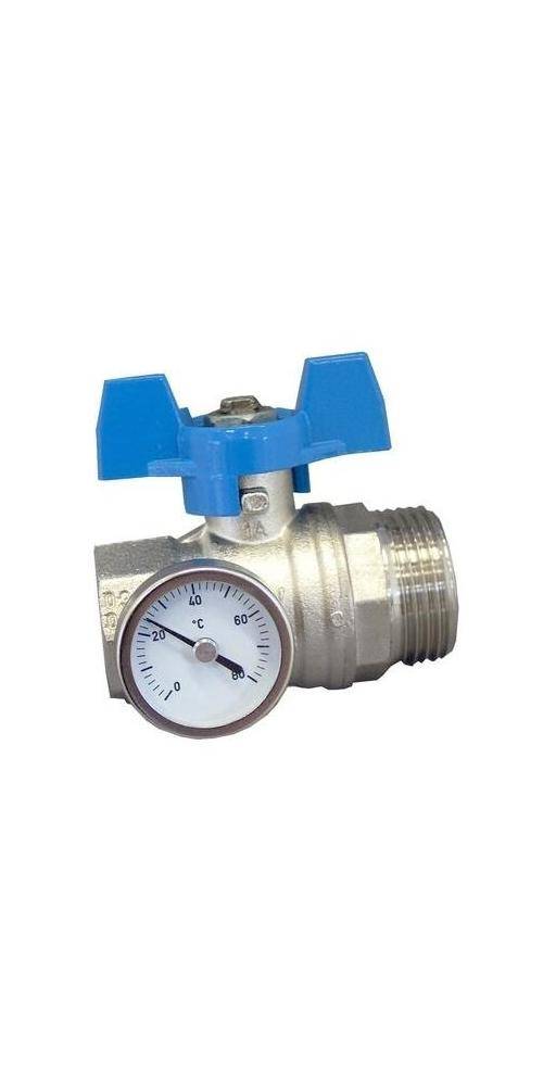 Oventrop Kugelhahn Multidis SH Zubehr mit Thermometer, blauer