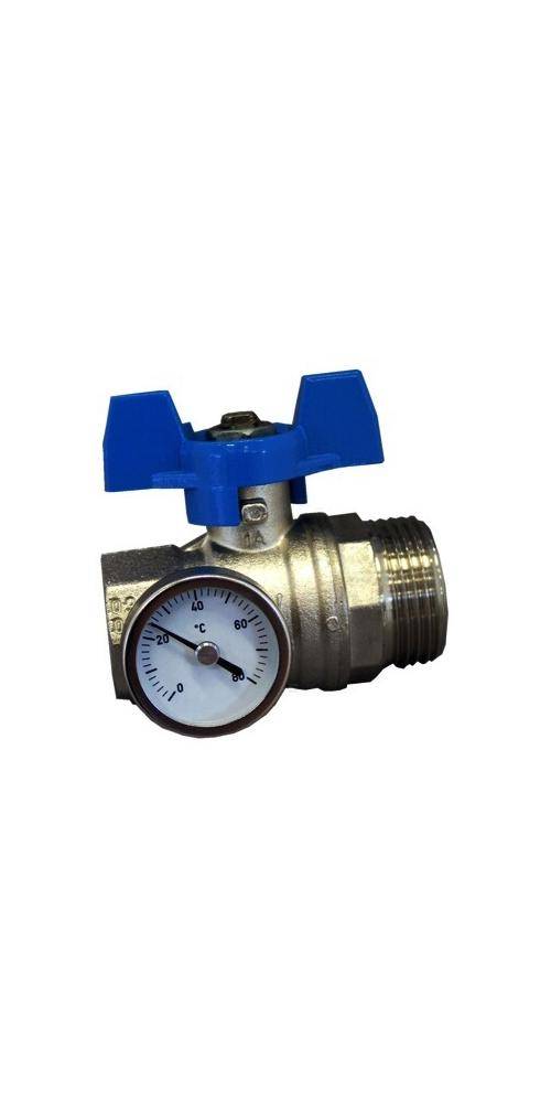 Oventrop Kugelhahn Multidis SH Zubehr mit Thermometer, blauer