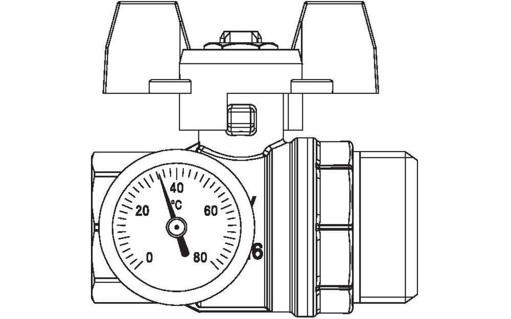 Oventrop Kugelhahn Multidis SH Zubehr mit Thermometer, blauer
