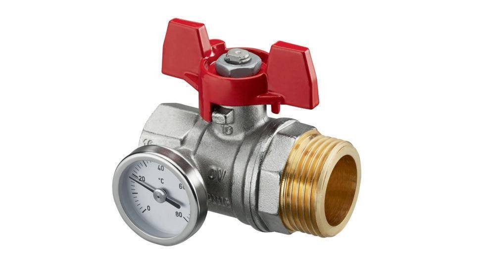 Oventrop Kugelhahn Multidis SH Zubehr mit Thermometer, roter